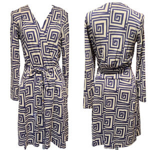 Diane von Furstenberg Deianira Faux Wrap Silk Jersey Purple Geo Print Dress Sz 6